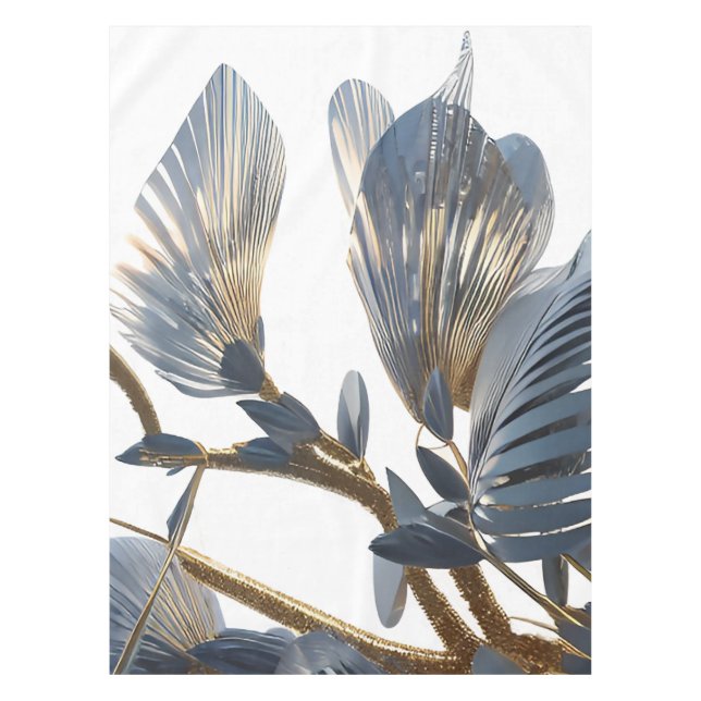 Toalha De Mesa Blue Floral Design Plant (Frente)