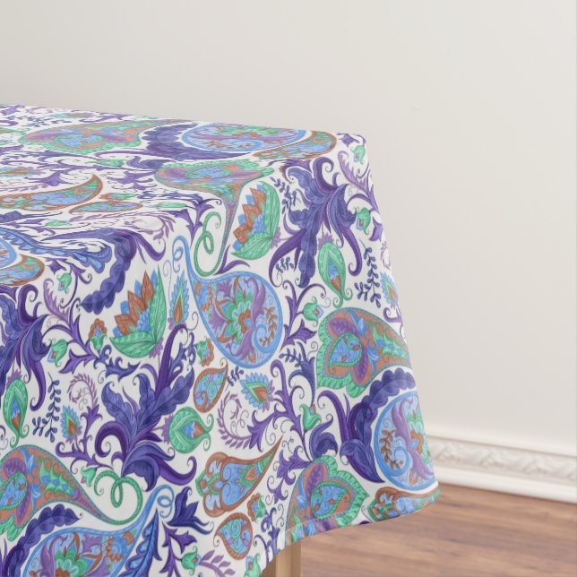Toalha De Mesa Blue Floral Paisley (Posição Original)