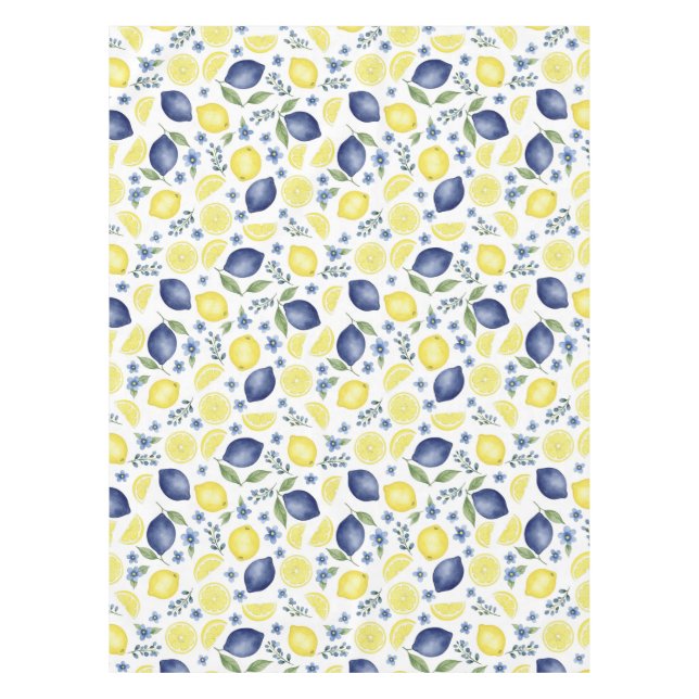 Toalha De Mesa Blue French Country Lemon Pattern (Frente)