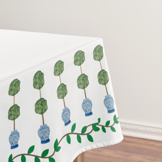 Toalha De Mesa Blue Ginger Jars Topiary Vine (Posição Original)
