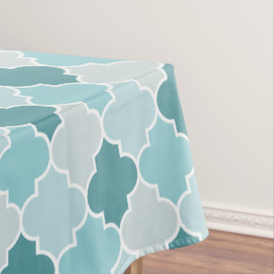 Toalha De Mesa Blue Marroquino Trellis, Laticework, Quatrefoil