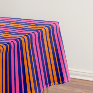 Toalha De Mesa Blue Orange Pink Vertical Stripes Design