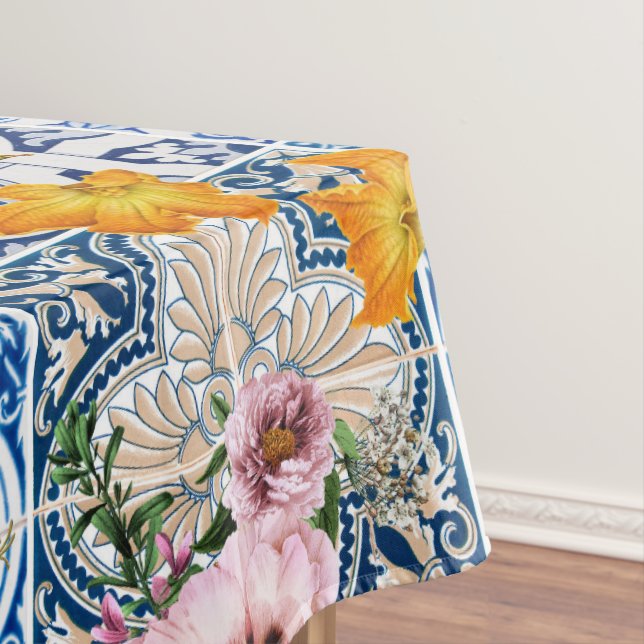 Toalha De Mesa Blue tiles lemon Mediterranean (Posição Original)