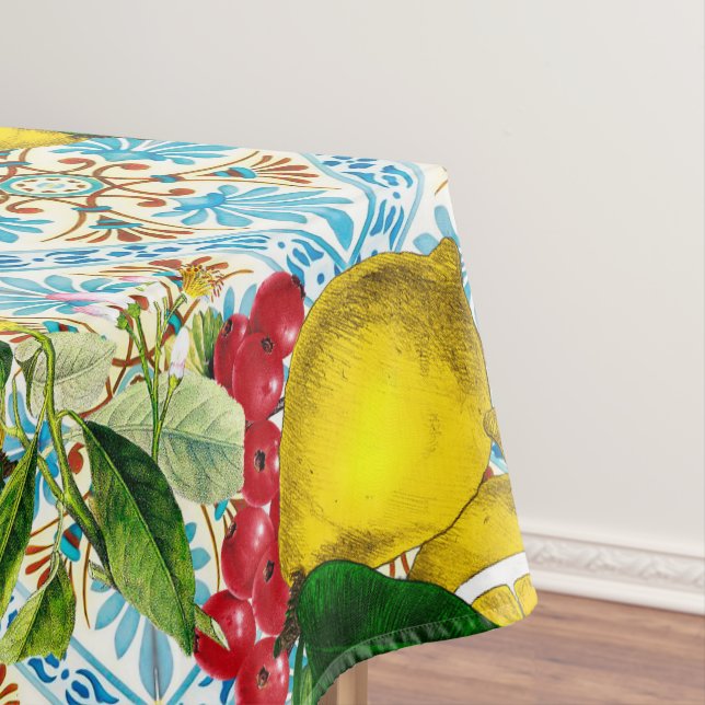 Toalha De Mesa Blue tiles lemon Mediterranean (Posição Original)