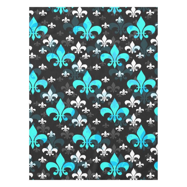 Toalha De Mesa Blue White Fleur De Lis (Frente)