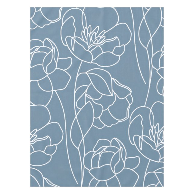 Toalha De Mesa Blue White Modern Wildflower (Frente)