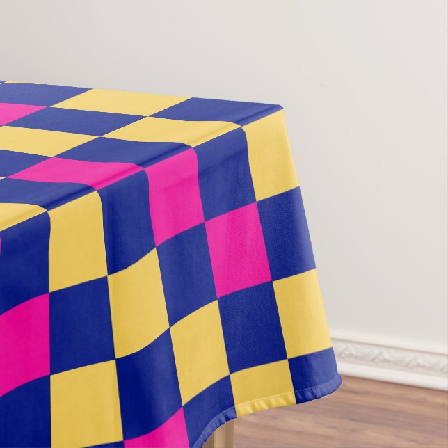 Toalha De Mesa Blue Yellow Pink Checkered Pattern Design  (Posição Original)