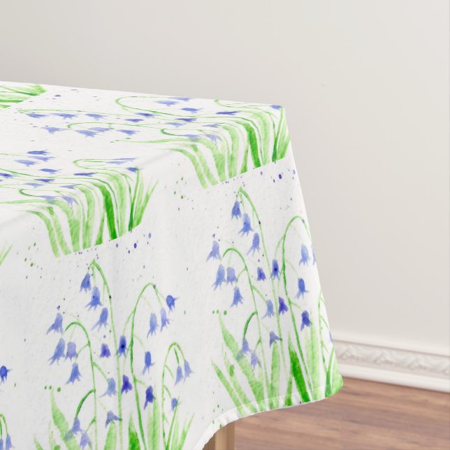 Toalha De Mesa Bluebells Primavera floral aquarela púrpura (Posição Original)