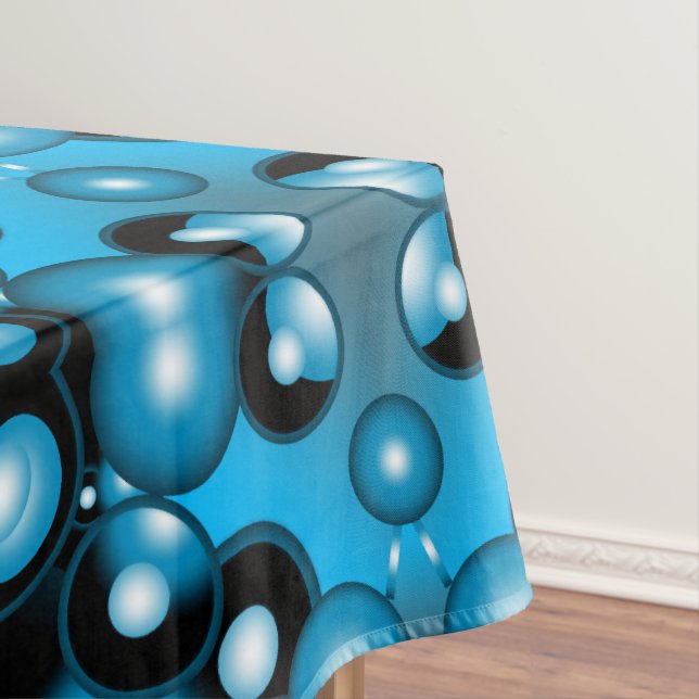 Toalha De Mesa Blues Circular Concentric Abstrato Art Orbital (Posição Original)