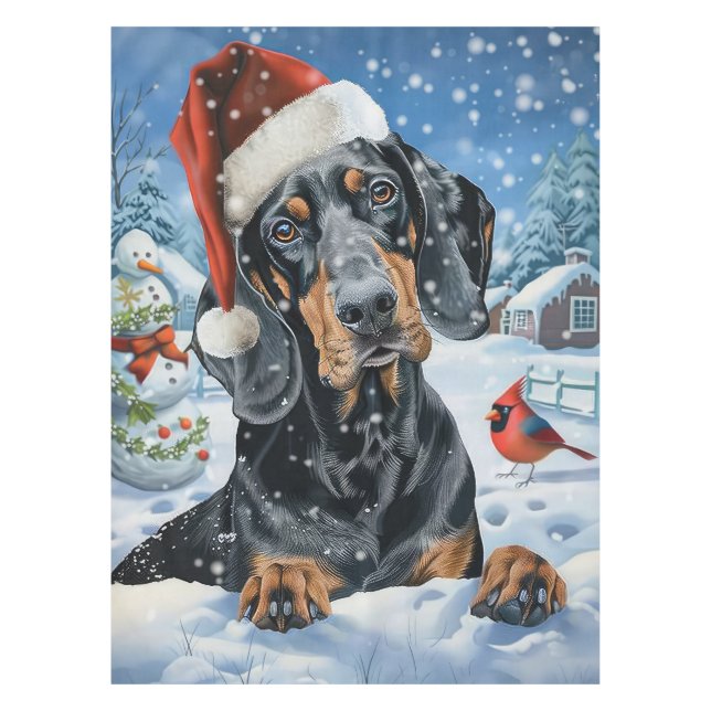 Toalha De Mesa Bluetick Coonhound Winter Wonderland Christmas (Frente)