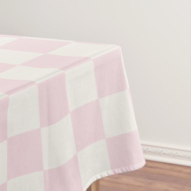 Toalha De Mesa Blush Pink & Warm White Modern Checkered (Posição Original)