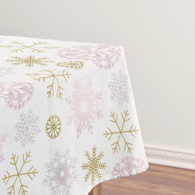 Toalha De Mesa Blush Snowflake Chá de fraldas de inverno Tableclo (Posição Original)