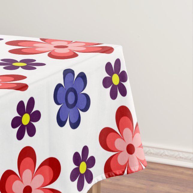 Toalha De Mesa Boho Blue Purple Red Flowers Small Tablecloth (Posição Original)