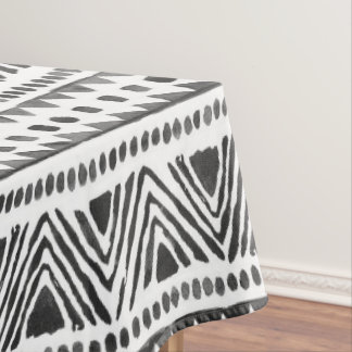 Toalha De Mesa Boho Ethnic Tablecloth - Preto Tribal e Branco