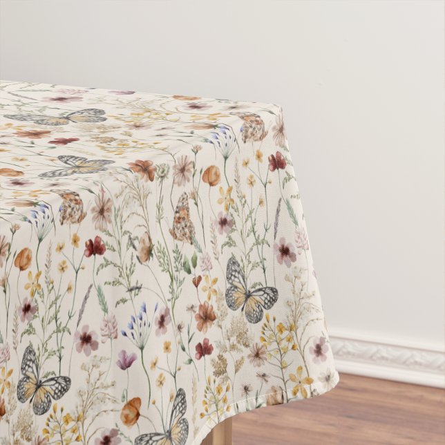 Toalha De Mesa Boho Flor Silvestre (Boho Wildflower Tablecloth with Butterflies by Painted Paperie
)
