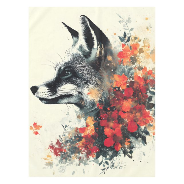 Toalha De Mesa Boho Floral Fox Willife Nature (Frente)