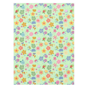 Toalha De Mesa Boho Flowers Padrão B01.w LGreen BG