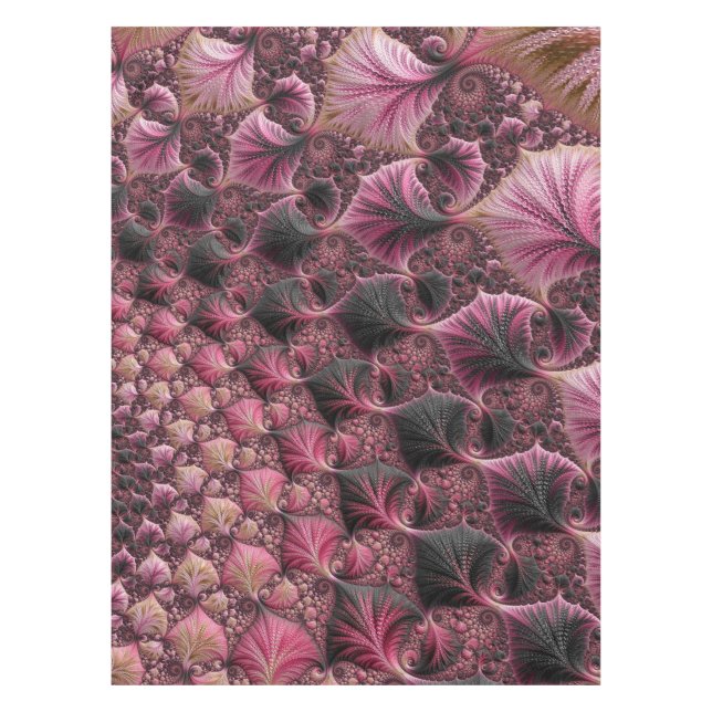 Toalha De Mesa Boho Funky Eclectic Cor-de-rosa Abstrato Fractal (Frente)