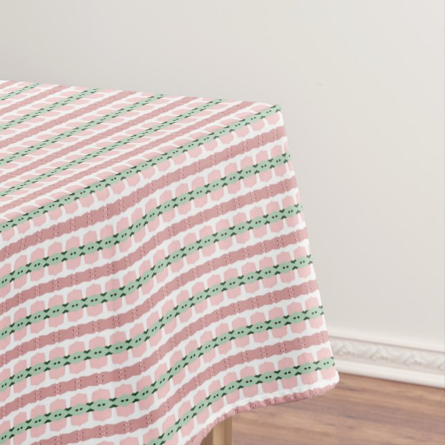 Toalha De Mesa Boho Funky Retro Ecletismo Natalino Listrado Paste (Posição Original)