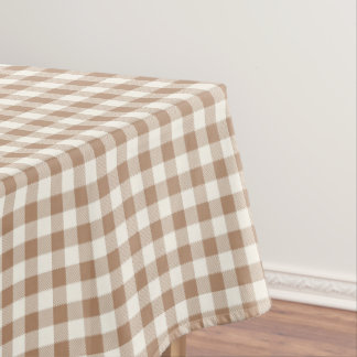 Toalha De Mesa Boho Gingham Pattern Plaid Checkered Tan Brown