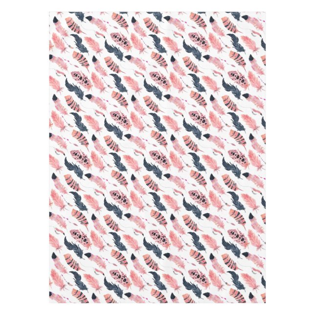 Toalha De Mesa Boho Pink Feather (Frente)