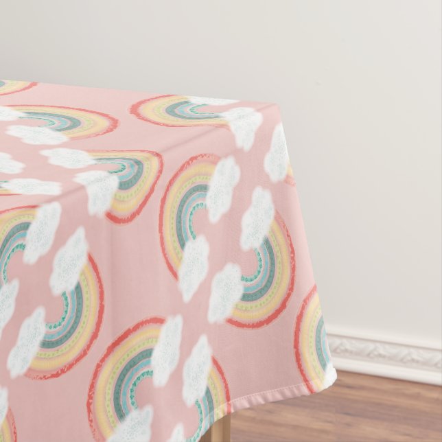 Toalha De Mesa Boho Rainbow Party Pink Girl (Posição Original)