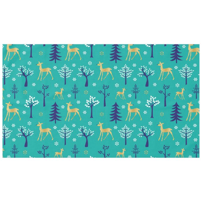Toalha De Mesa Boho Trees Dourados Deers Moderno (Frente (Horizontal))