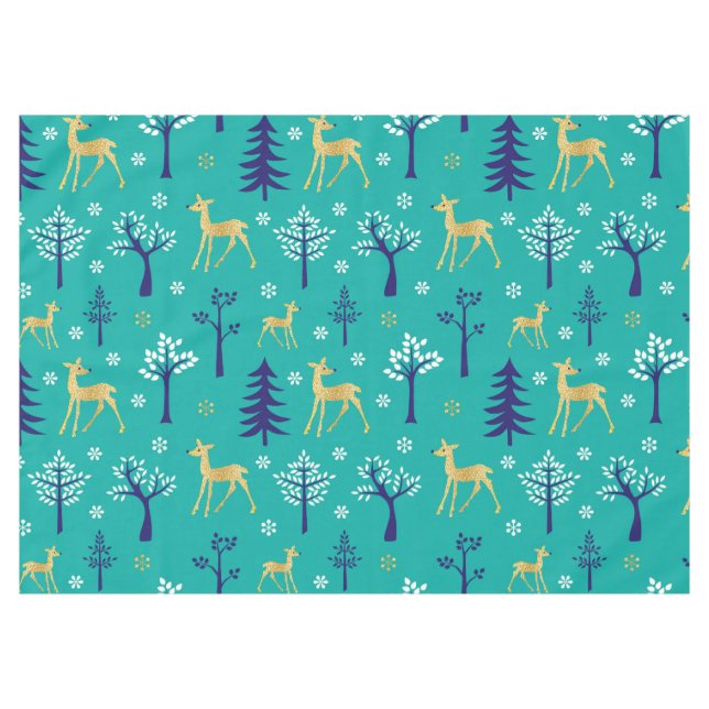 Toalha De Mesa Boho Trees Dourados Deers Moderno (Frente (Horizontal))