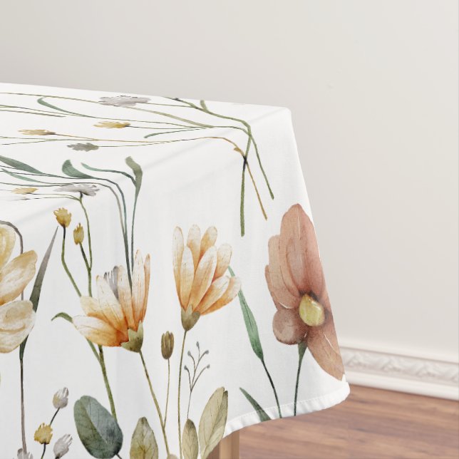 Toalha De Mesa Boho Watercolor Wildflower (Posição Original)