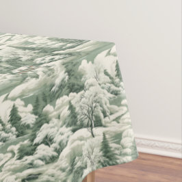 Toalha De Mesa Bola Verde Elegante com Paisagem de Neve