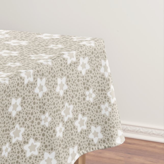 Toalha De Mesa Bolinhas bege com estrelas e flores (Posição Original)