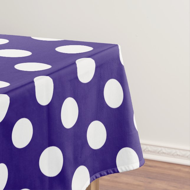 Toalha De Mesa Bolinhas brancas em azul escuro (Posição Original)