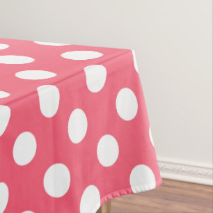 Toalha De Mesa Bolinhas brancas em coral