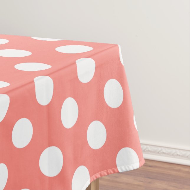 Toalha De Mesa Bolinhas brancas em pêssego (Posição Original)