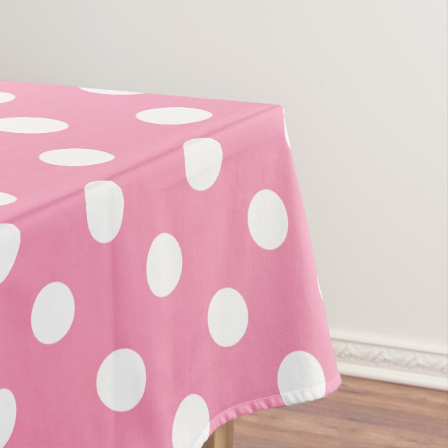 Toalha De Mesa Bolinhas brancas em rosa feliz (Posição Original)