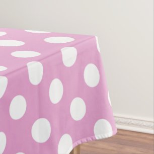Toalha De Mesa Bolinhas brancas em rosa pálido