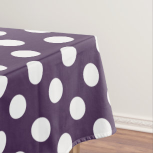 Toalha De Mesa bolinhas brancas em roxo de ameixa