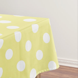 Toalha De Mesa Bolinhas brancas no amarelo da manteiga