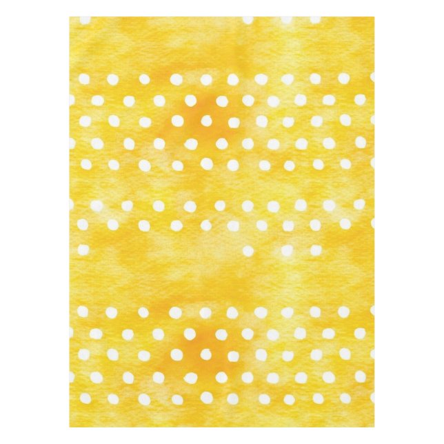 Toalha De Mesa Bolinhas de Aquarela - Amarelo Terrestre e Branco  (Frente)