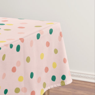 Toalha De Mesa Bolinhas de Confetti Bonito Verde Rosa