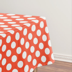 Toalha De Mesa bolinhas de padrão branco alaranjado