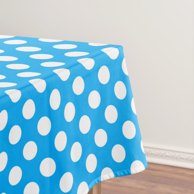 Toalha De Mesa Bolinhas de padrão branco azul (Posição Original)