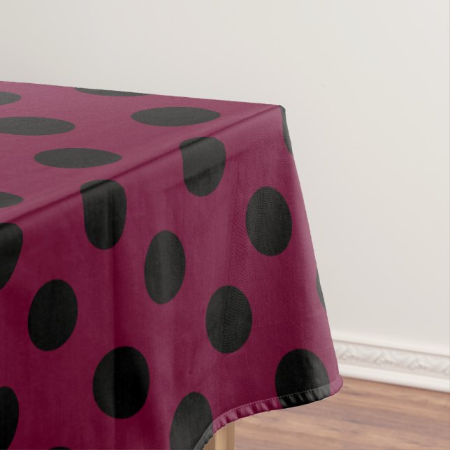 Toalha De Mesa Bolinhas negras com burgundy (Posição Original)