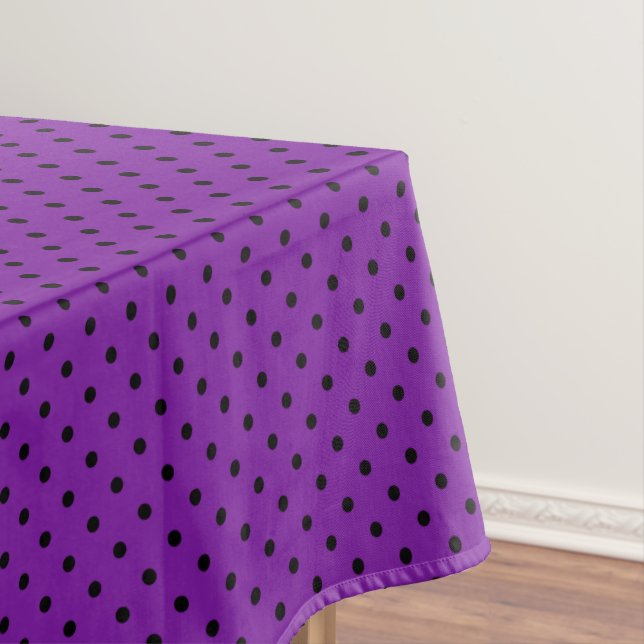 Toalha De Mesa Bolinhas negras em roxo violeta (Posição Original)