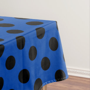 Toalha De Mesa bolinhas pretas de azul real