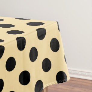 Toalha De Mesa Bolinhas pretas em amarelo pálido
