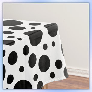 Toalha De Mesa Bolinhas pretas em branco