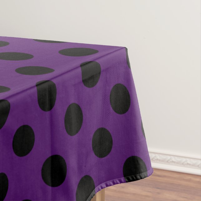 Toalha De Mesa Bolinhas pretas em roxo de ameixa (Posição Original)