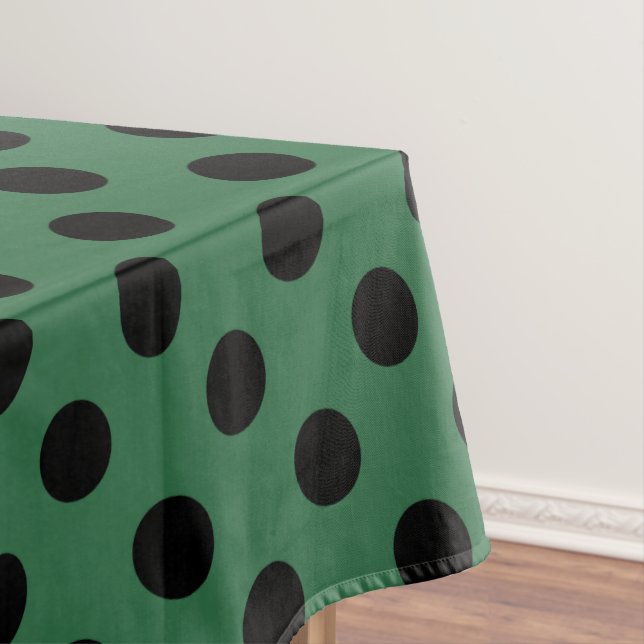 Toalha De Mesa Bolinhas pretas em verde-cinza (Posição Original)