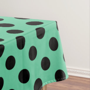 Toalha De Mesa bolinhas pretas em verde de menta